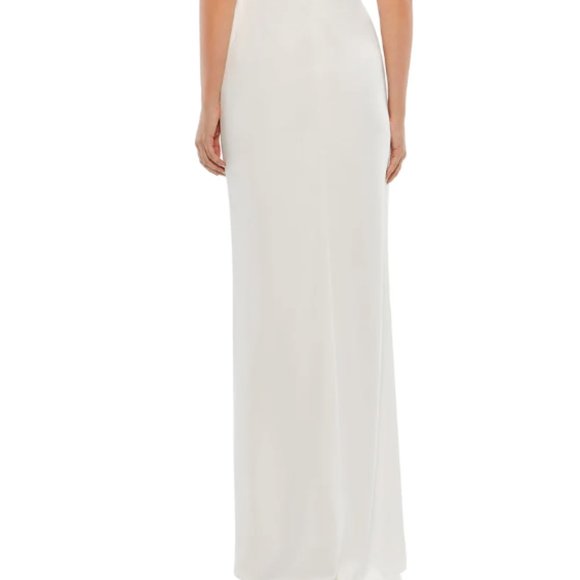 MAC DUGGAL 26583 SLEEVELESS CRYSTAL SCOOP NECKLINE COLUMN WHITE GOWN sz 4 - Picture 7 of 7